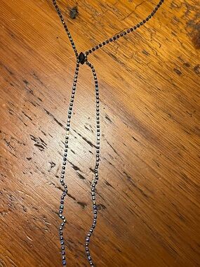 Free People Iridescent Blue Beaded Y Necklace